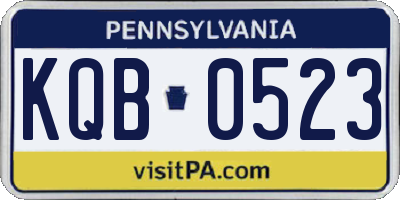 PA license plate KQB0523
