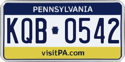 PA license plate KQB0542