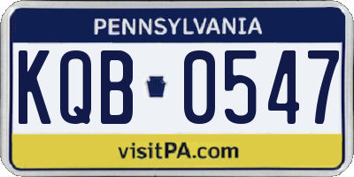PA license plate KQB0547