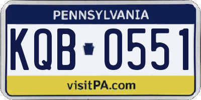 PA license plate KQB0551