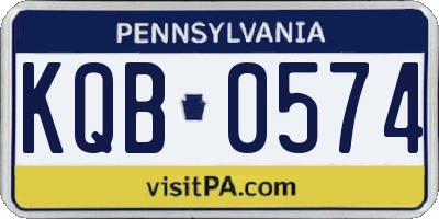 PA license plate KQB0574