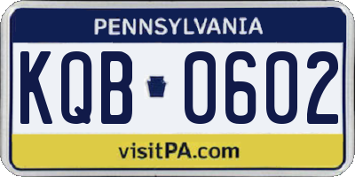 PA license plate KQB0602