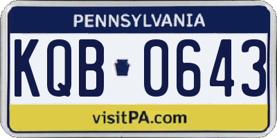 PA license plate KQB0643
