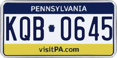 PA license plate KQB0645