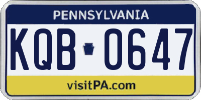 PA license plate KQB0647