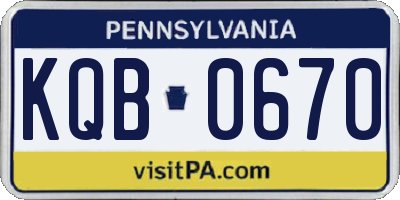PA license plate KQB0670