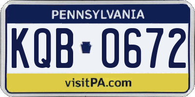 PA license plate KQB0672