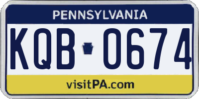 PA license plate KQB0674