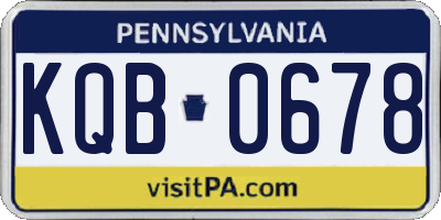 PA license plate KQB0678