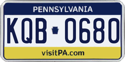 PA license plate KQB0680