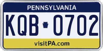 PA license plate KQB0702