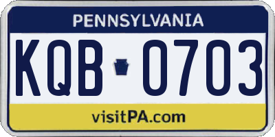 PA license plate KQB0703
