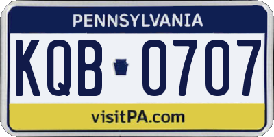 PA license plate KQB0707