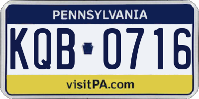PA license plate KQB0716