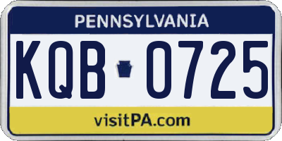 PA license plate KQB0725