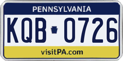 PA license plate KQB0726