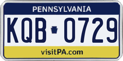 PA license plate KQB0729