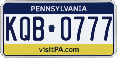 PA license plate KQB0777