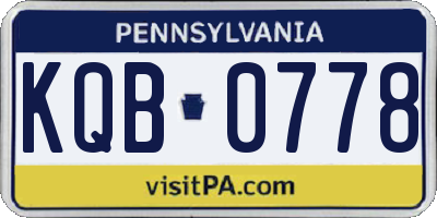 PA license plate KQB0778