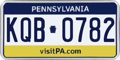 PA license plate KQB0782