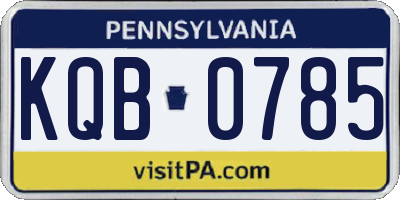 PA license plate KQB0785