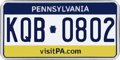 PA license plate KQB0802