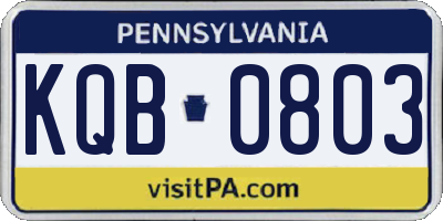 PA license plate KQB0803
