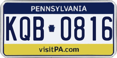 PA license plate KQB0816