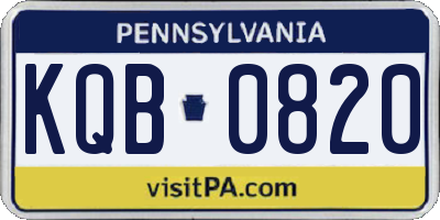 PA license plate KQB0820
