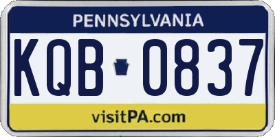 PA license plate KQB0837