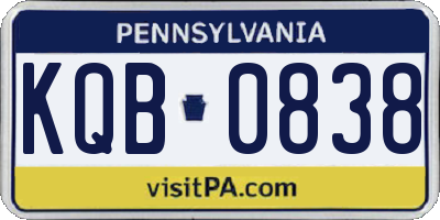 PA license plate KQB0838
