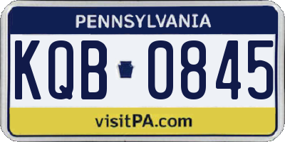 PA license plate KQB0845