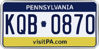 PA license plate KQB0870