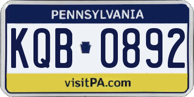 PA license plate KQB0892