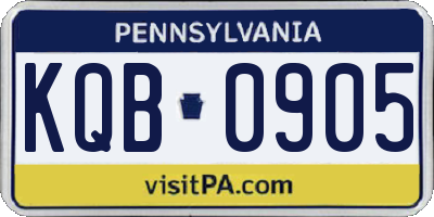 PA license plate KQB0905