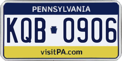PA license plate KQB0906