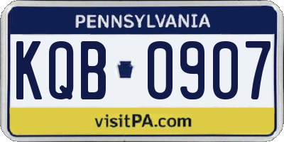 PA license plate KQB0907