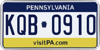 PA license plate KQB0910
