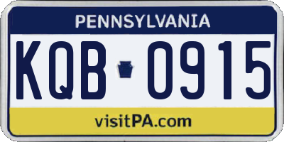 PA license plate KQB0915