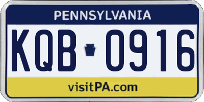 PA license plate KQB0916