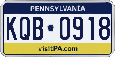 PA license plate KQB0918