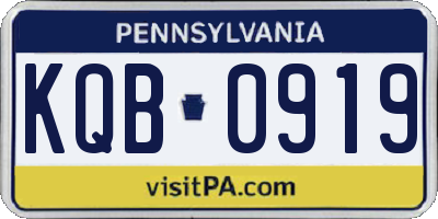 PA license plate KQB0919