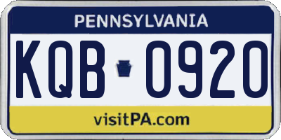 PA license plate KQB0920