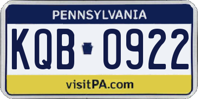 PA license plate KQB0922