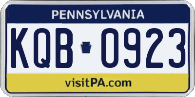 PA license plate KQB0923