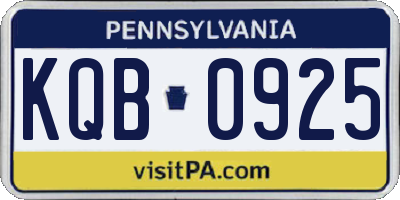 PA license plate KQB0925