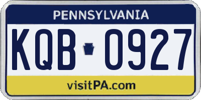 PA license plate KQB0927