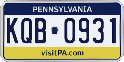 PA license plate KQB0931