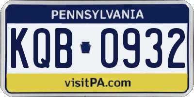 PA license plate KQB0932