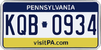 PA license plate KQB0934
